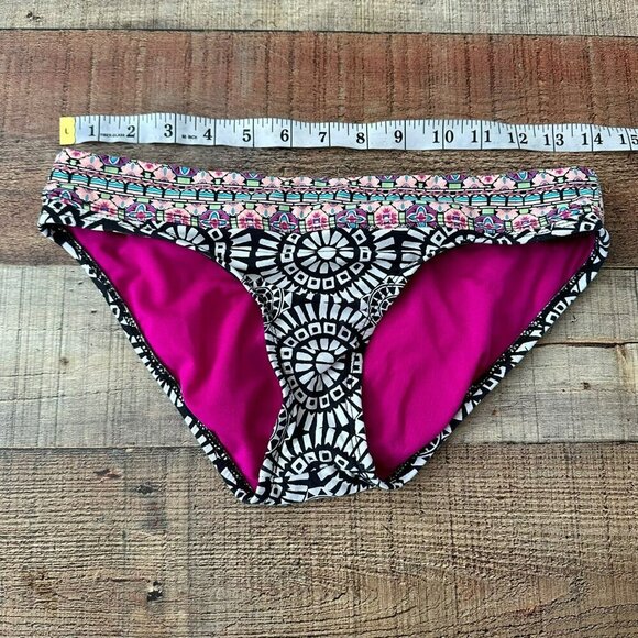 Title Nine Womens Size Small Bikini Bottoms Pink Black White Pattern USA Made - Picture 2 of 7
